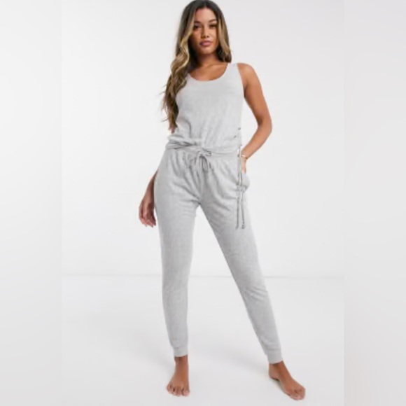 Max Studio Pants - Max Studio Light Gray Sleeveless Jumpsuit